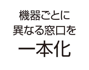 機器ごとに異なる窓口を一本化
