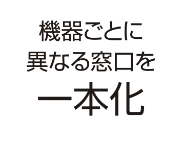 機器ごとに異なる窓口を一本化