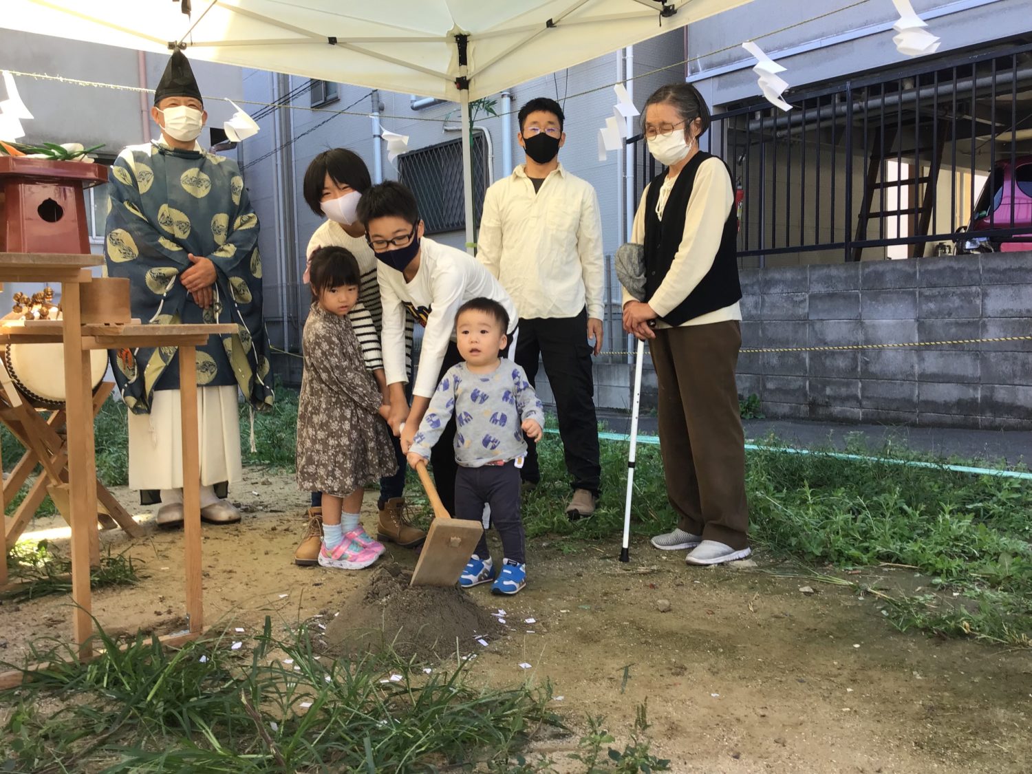 大阪で注文住宅ならアイデザインホーム 大阪府東大阪市H様邸地鎮祭 アイデザインホームの現場リポート 大阪の注文住宅 大阪府東大阪市の注文住宅 地鎮祭の様子