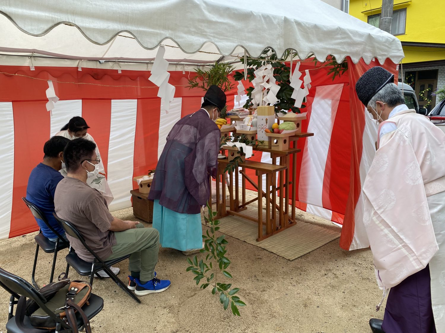 広島で注文住宅ならアイデザインホーム　広島県安佐北区の地鎮祭　アイデザインホームの現場リポート　広島の注文住宅　広島県広島市の注文住宅　地鎮祭の様子