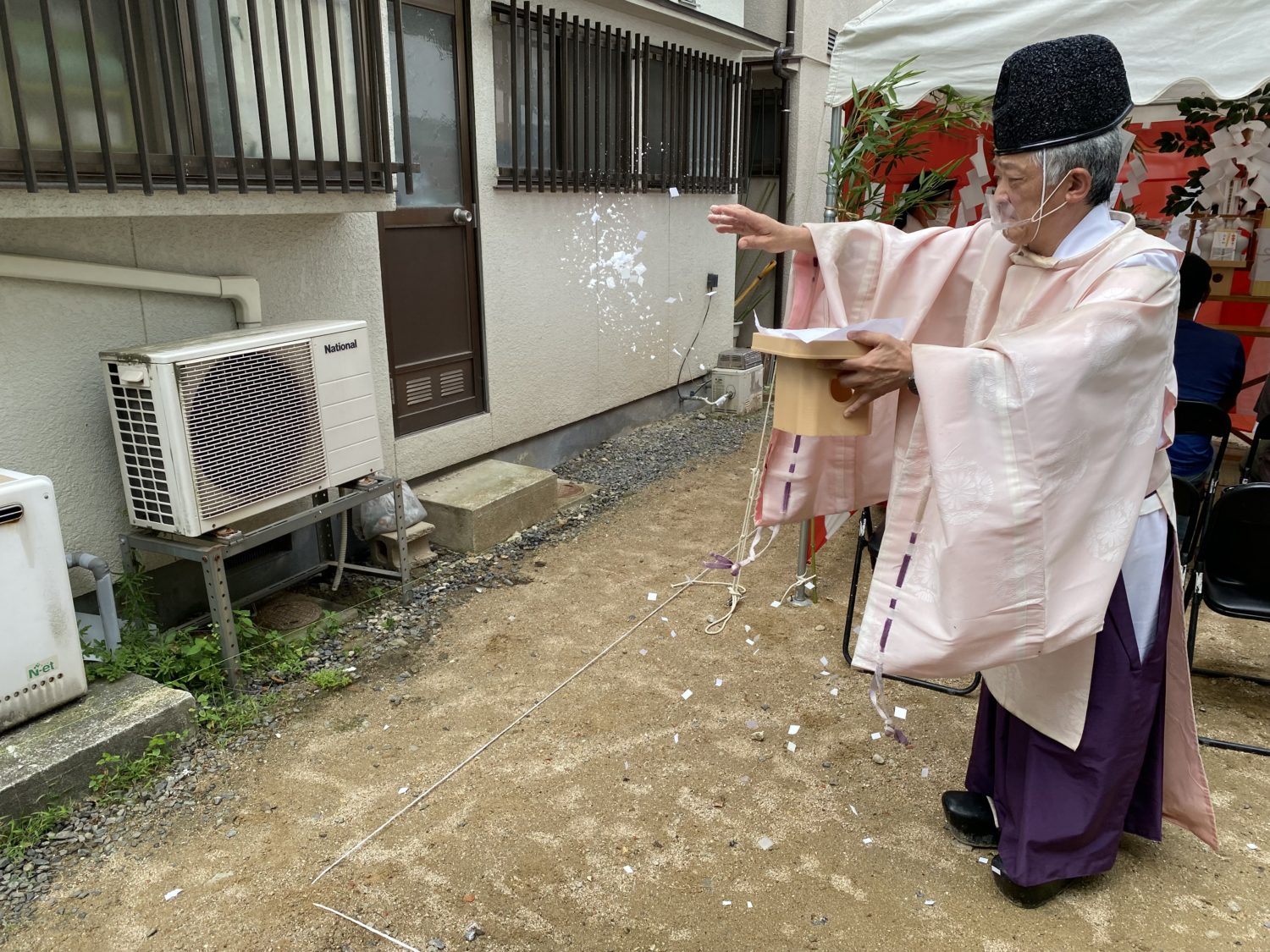 広島で注文住宅ならアイデザインホーム　広島県安佐北区の地鎮祭　アイデザインホームの現場リポート　広島の注文住宅　広島県広島市の注文住宅　地鎮祭の様子