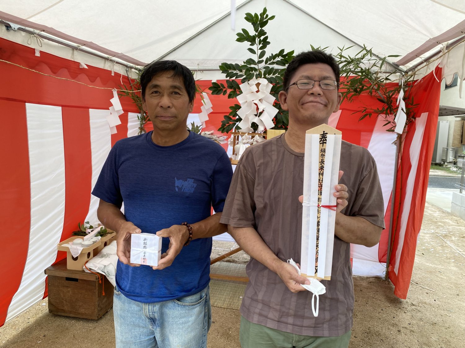 広島で注文住宅ならアイデザインホーム　広島県安佐北区の地鎮祭　アイデザインホームの現場リポート　広島の注文住宅　広島県広島市の注文住宅　地鎮祭の様子