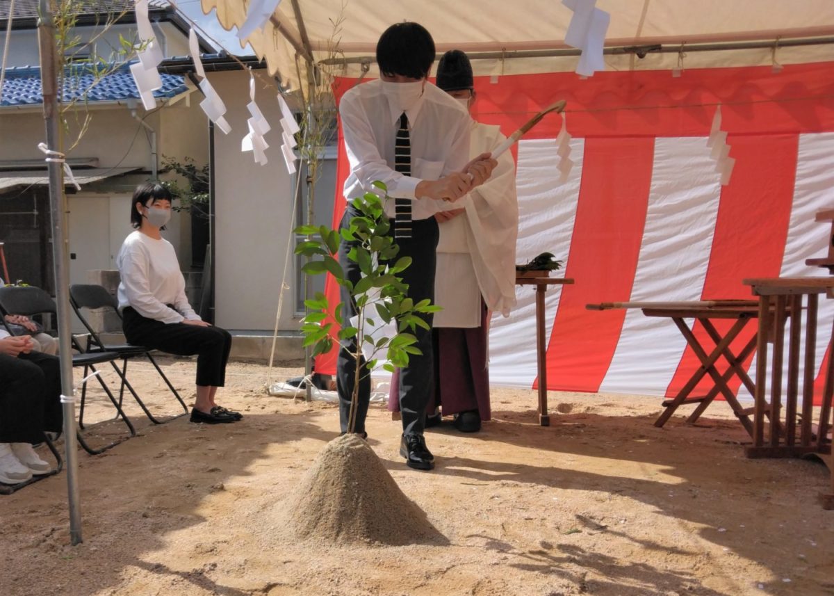 アイデザインホームの現場リポート　広島の注文住宅　広島市佐伯区の注文住宅　地鎮祭の様子