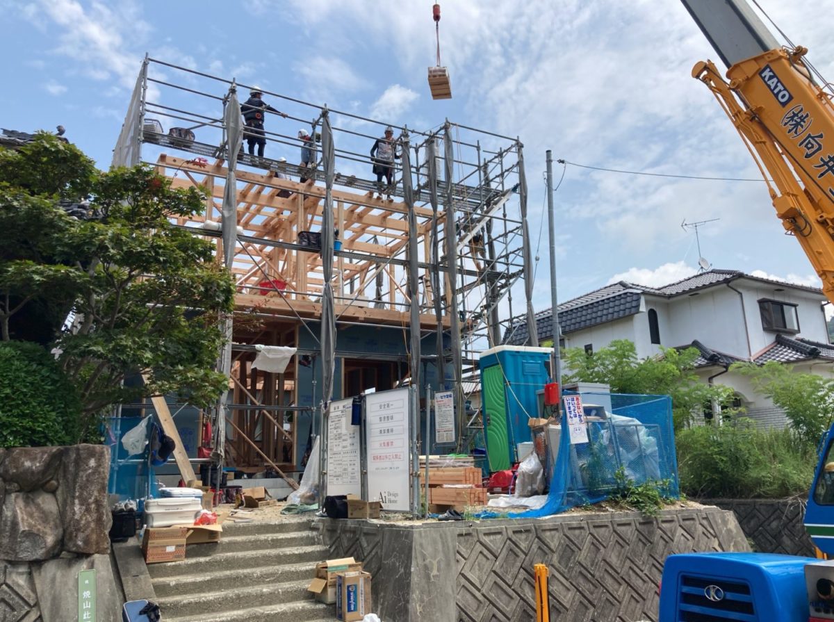 アイデザインホームの現場リポート　広島県の注文住宅　呉市の注文住宅　上棟の様子