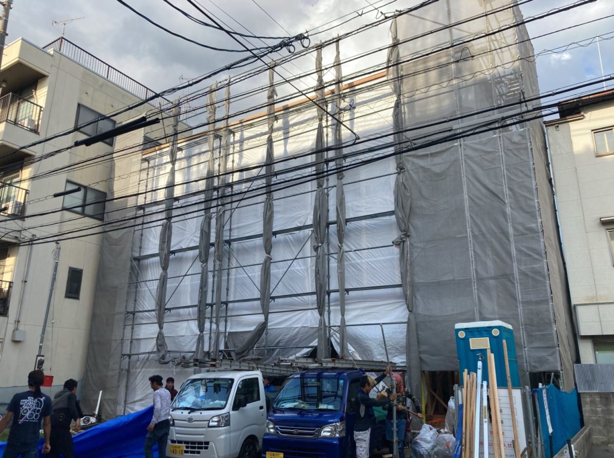アイデザインホームの現場リポート 広島の注文住宅 広島市南区の注文住宅 上棟の様子 3F建ての注文住宅