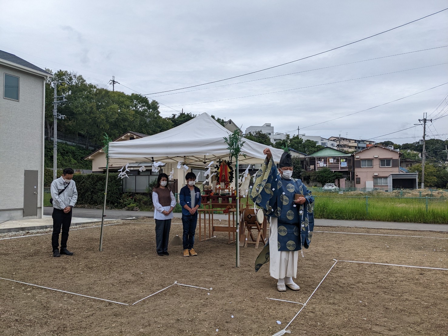 アイデザインホームの現場リポート　兵庫の注文住宅　川西市の注文住宅　地鎮祭の様子