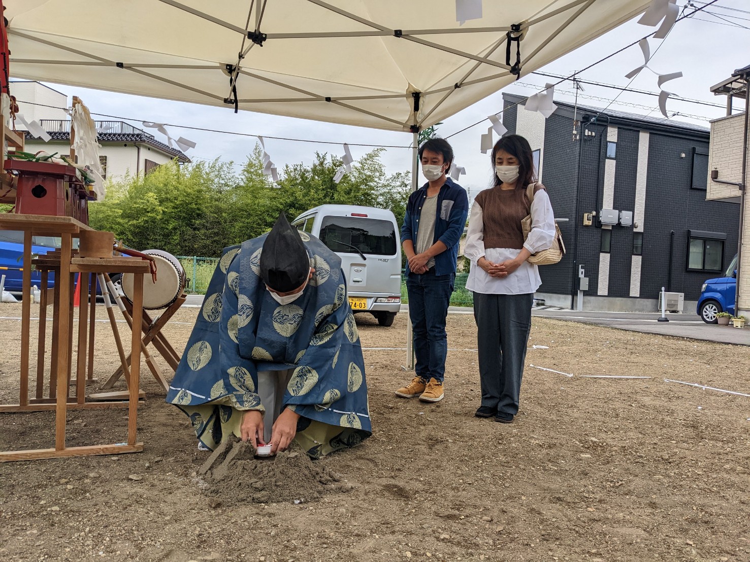 アイデザインホームの現場リポート　兵庫の注文住宅　川西市の注文住宅　地鎮祭の様子
