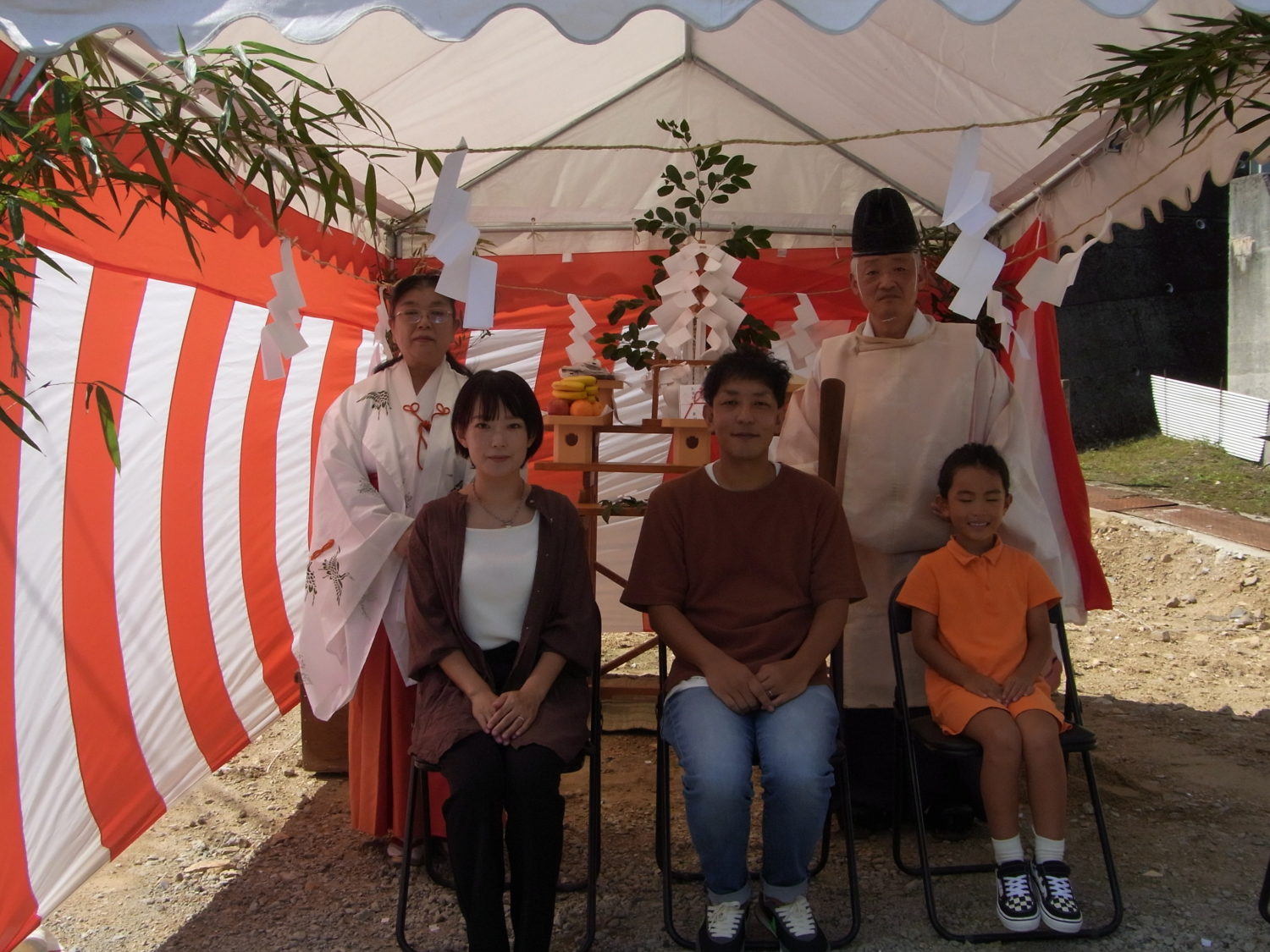 広島で注文住宅ならアイデザインホーム　広島市安芸区阿戸町H様邸地鎮祭　アイデザインホームの現場リポート　広島の注文住宅　広島市安芸区の注文住宅　地鎮祭の様子