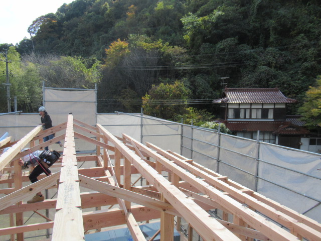 広島で注文住宅ならアイデザインホーム 広島県安芸太田町戸河内 上棟 アイデザインホームの現場リポート 広島の注文住宅 安芸太田町の注文住宅 上棟の様子