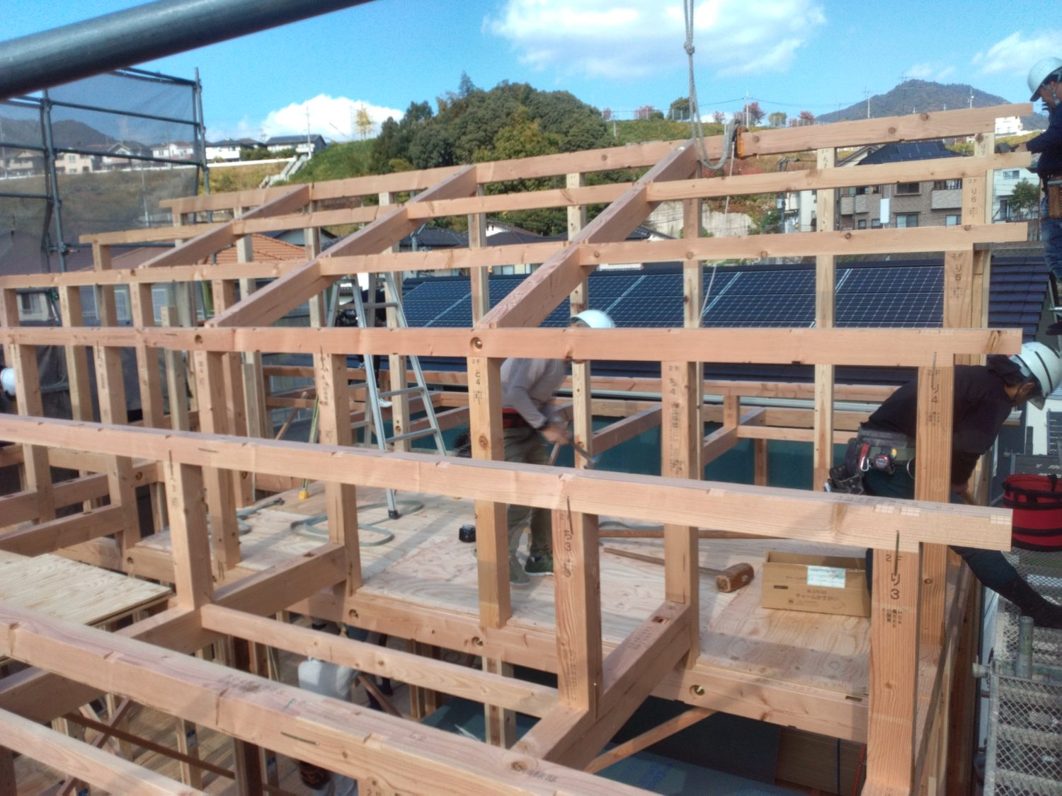 広島で注文住宅ならアイデザインホーム　広島県廿日市市宮内Ｙ様邸上棟　アイデザインホームの現場リポート　広島の注文住宅　広島県廿日市市の注文住宅　上棟の様子