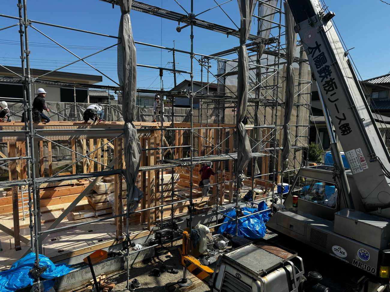 奈良県で注文住宅ならアイデザインホーム　橿原市白橿にて上棟