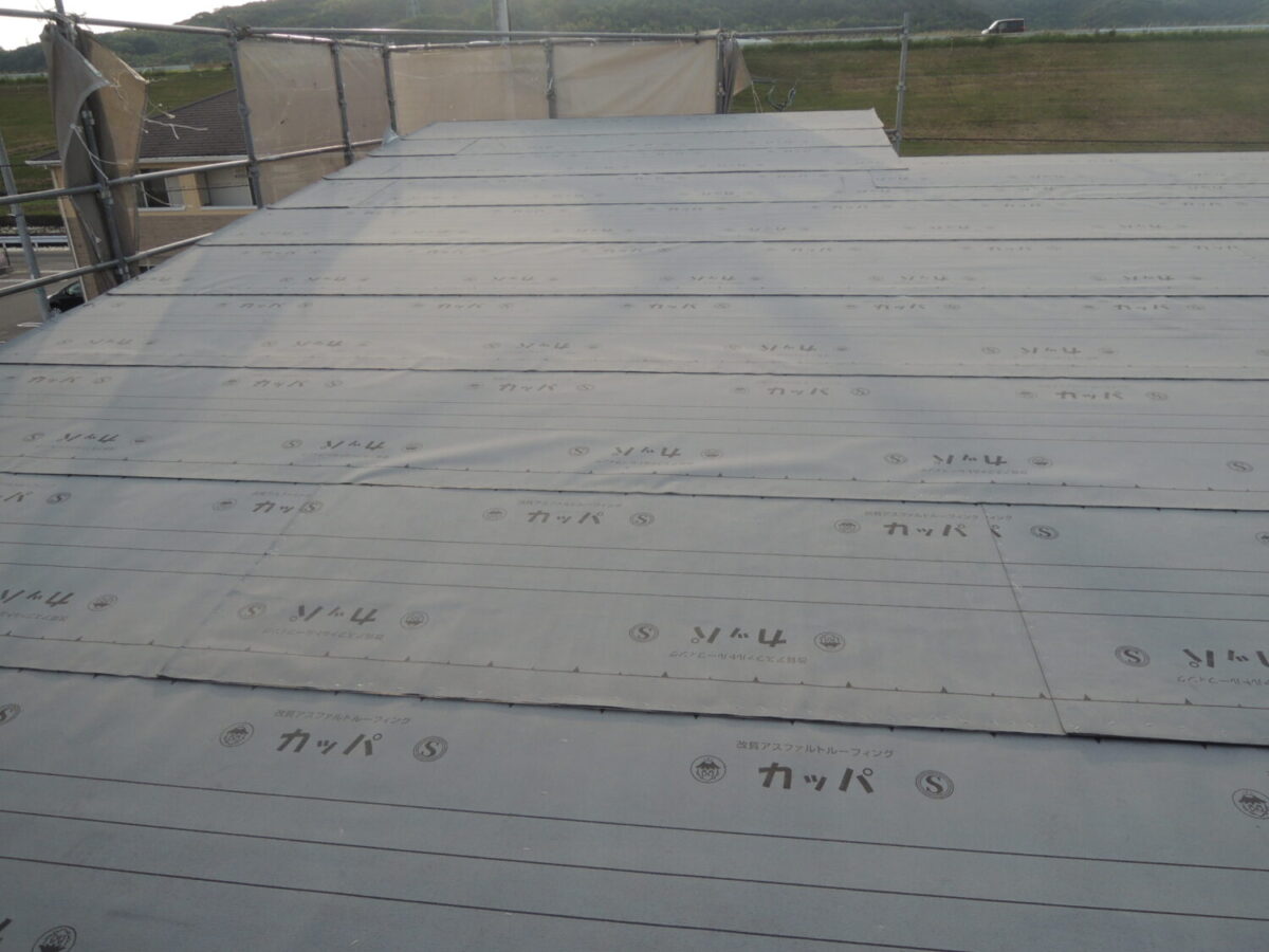 岡山県で注文住宅ならアイデザインんホーム 倉敷市で上棟 雨仕舞い