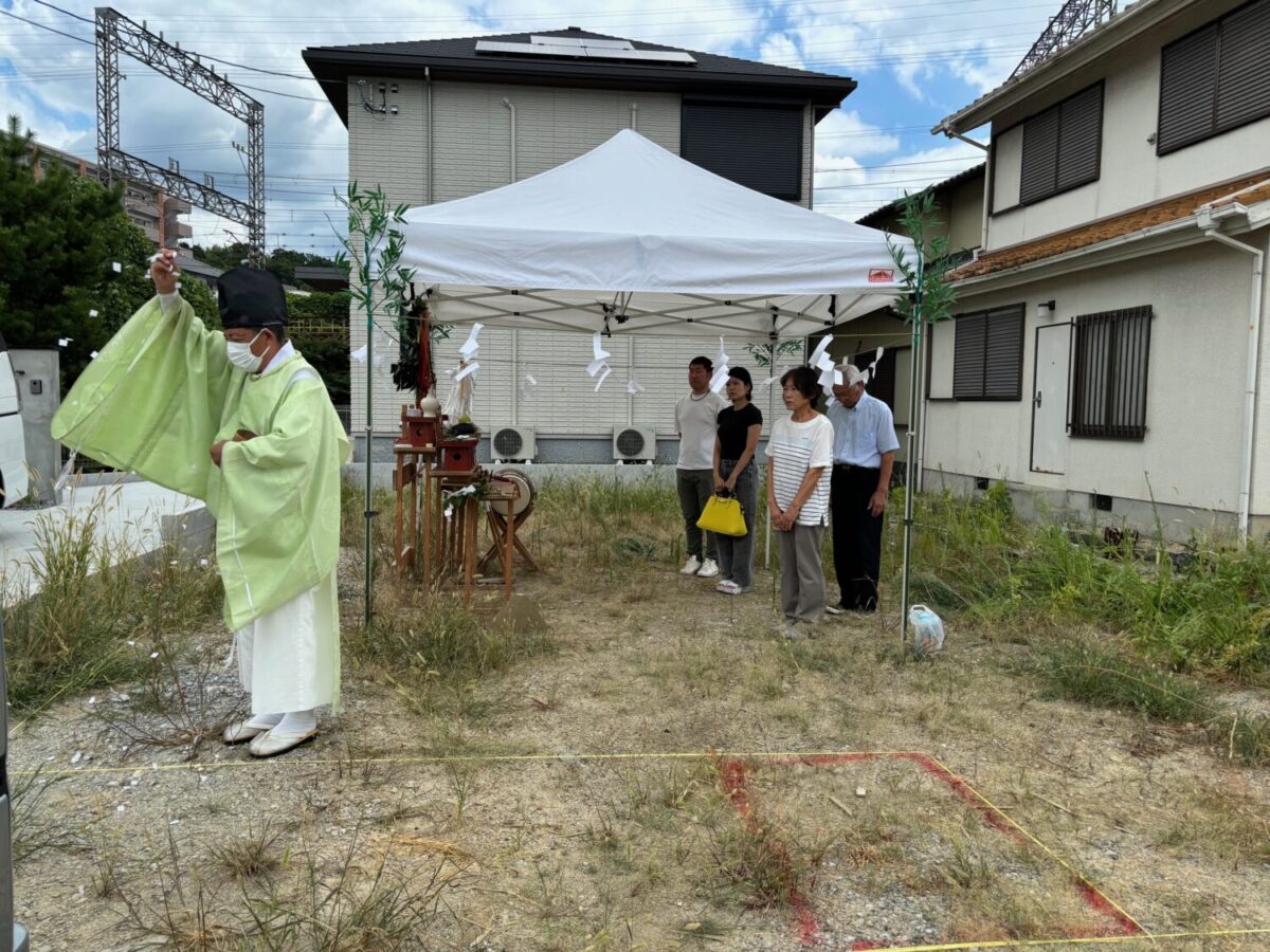 大阪で注文住宅ならアイデザインホーム　河内長野市で地鎮祭　清め祓い