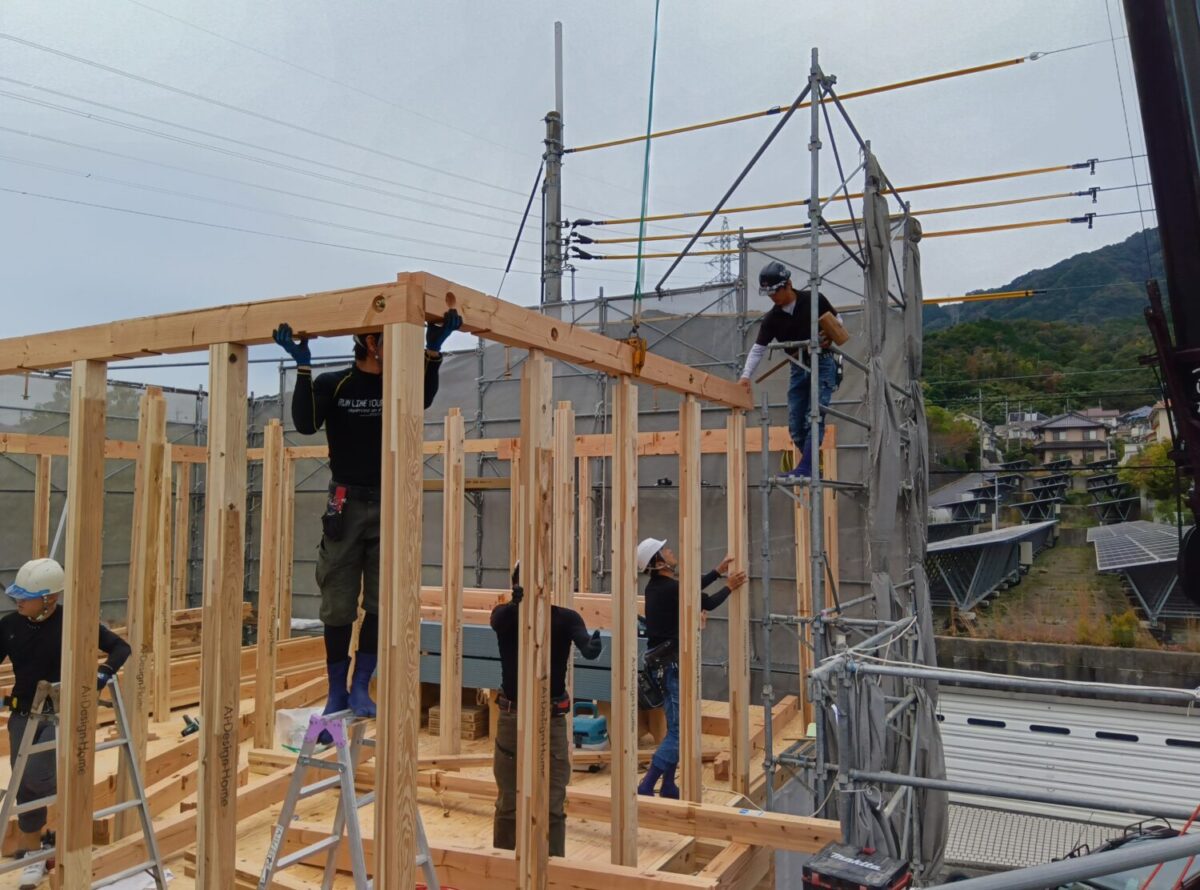 広島の注文住宅はアイデザインホーム
広島市佐伯区河内南にて上棟しました