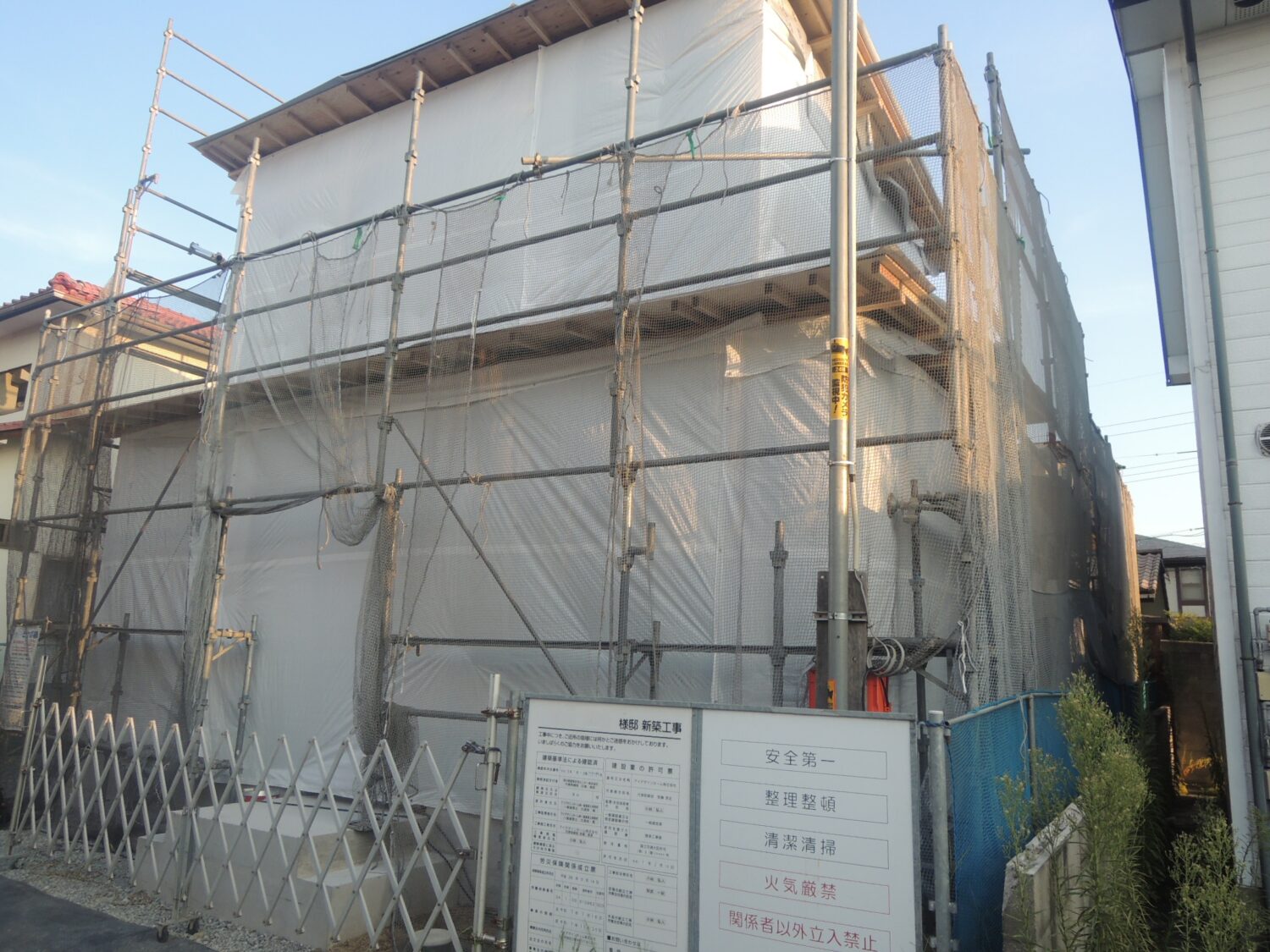 岡山で注文住宅ならアイデザインホーム|上棟の現場リポート|上棟終わりの外観