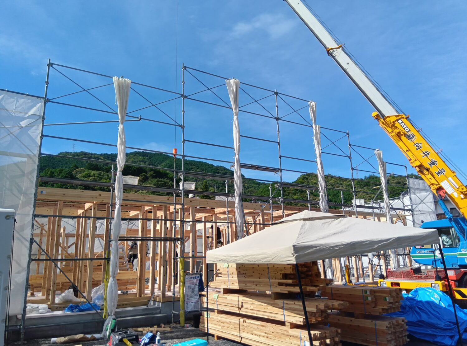 山口で注文住宅ならアイデザインホーム|上棟の現場リポート|上棟にぴったりの晴天